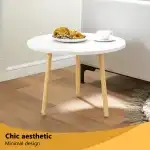 Funecy Round Coffee Table Low Table with 3 Solid Wood Sturdy Legs, Floor Table Desk for Sitting on The Floor, Storage and Living Room Furniture (White) - Image 7