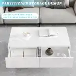 AMERLIFE High Gloss Electroplated Coffee Table, 40" Wide Modern Minimalist Center Table with 2 Magnetic Storage Drawers, Rectangular Simple Cocktail Table for Living Room, Waiting Area, Office, White - Image 7