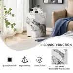 Coffee Table Set for 3, Living Room Table Set, White Faux Marble Coffee Table and Side Table, Modern Coffee Table Set, Center Table Set, No Assembly Required - Ready to Use - Image 6