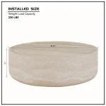 Ball & Cast 35.43" Round Coffee Table,Faux Travertine Textured Accent CoffeeTable for Living Room,Modern Minimalist Low Circle Center Table Side Table for Apartment,Office,Marble - Image 2