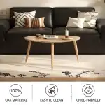 Vadisun Small Oval Nesting Table, Mid Century Coffee Table for Living Room,Solid Oak Wood End Tables,Triangle Tabletop with 3 Legs,Minimalist Display Living Tables (Original Wood Color, Combine) - Image 3