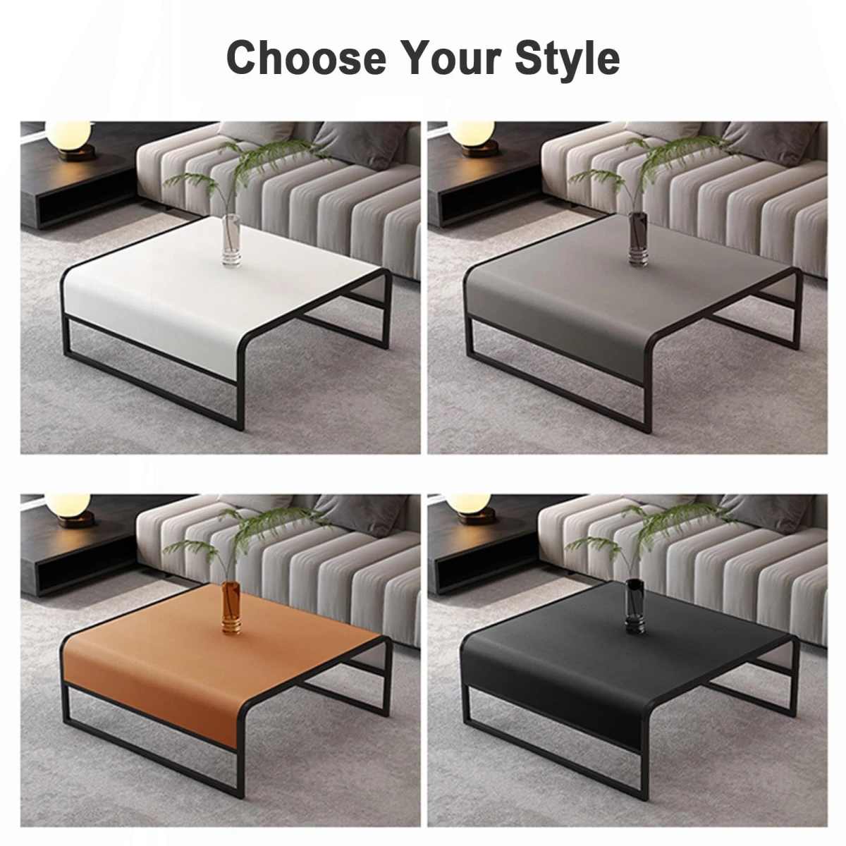 POLGDW Modern Square Coffee Table, Minimalist Metal Side Tables, Sturdy and Requires No Assembly, Accent Furniture for Living Room, Small Spaces, Bedroom, Office (Color : Brown) - Image 7