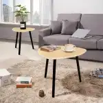 Small Coffee Table Set of 2 Triangle Nesting Coffee Tables Modern Minimalist End Side Table for Living Room Bedrom Balcony, Walnut - Image 7