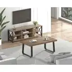 HSH Farmhouse Modern Simple Oak Center Table - Industrial Minimalist Rectangle Living Room Coffee Table, Wood and Metal, Rustic Oak, 39 in - Image 8