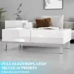 AMERLIFE High Gloss Electroplated Coffee Table, 40" Wide Modern Minimalist Center Table with 2 Magnetic Storage Drawers, Rectangular Simple Cocktail Table for Living Room, Waiting Area, Office, White - Image 4