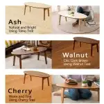 EMOOR Wood Folding Coffee Table Oval (35.4"x16.9") Walnut, Floor Sitting Low Table Small Space Minimalist Japanese Tatami Room - Image 6