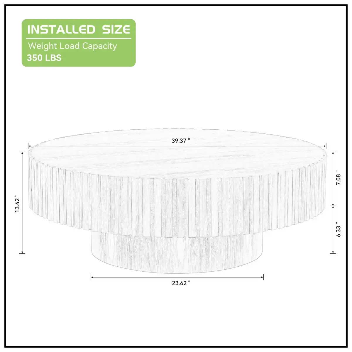 KEVINSPACE Black Round Coffee Table for Living Room Wood CoffeeTableRound Wood CoffeeTabl CircleCoffeeTable Modern Farmhouse Center TableCoffee Table Home Furniture 39.37" - Image 2
