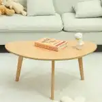 FIRMINANA Small Oval Coffee Table Mid Century Modern for Living Room Center Minimalist Display Coffe Table,Nature Wood,18.9" D x 33.47" W 15.75" H - Image 4