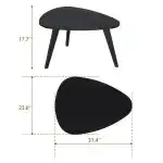 YAUKOMEL Small Oval Coffee Table,31.5" Black Leaf-Shaped Center Table,Mid Century Minimalist Display Coffee Table for Living Room Small Space,Easy Assembly,Black LCT50BK - Image 3