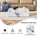 Coffee Table Set for 3, Living Room Table Set, White Faux Marble Coffee Table and Side Table, Modern Coffee Table Set, Center Table Set, No Assembly Required - Ready to Use - Image 4