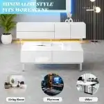 AMERLIFE High Gloss Electroplated Coffee Table, 40" Wide Modern Minimalist Center Table with 2 Magnetic Storage Drawers, Rectangular Simple Cocktail Table for Living Room, Waiting Area, Office, White - Image 6
