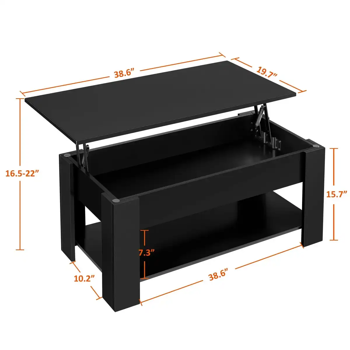 Topeakmart Minimalist Design Lift Top Coffee Table w/Hidden Compartment and Storage Shelf for Living Room Reception Room Office, Black - Image 3
