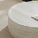 39.37" Marble Round Coffee Table for Living Room, Modern Large Circle Coffee Table Minimalist End Side Table for Living Room Apartment, Office, No Need Assembly, Marble - Image 5