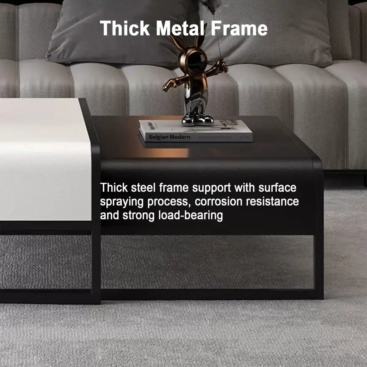 POLGDW Modern Square Coffee Table, Minimalist Metal Side Tables, Sturdy and Requires No Assembly, Accent Furniture for Living Room, Small Spaces, Bedroom, Office (Color : Brown) - Image 5