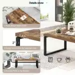 EXCEFUR Modern Coffee Table, Industrial Wood and Metal Center Table for Living Room, Rectangle Cocktail Tea Table for Home Office, Rustic Brown, 47 Inch - Image 3