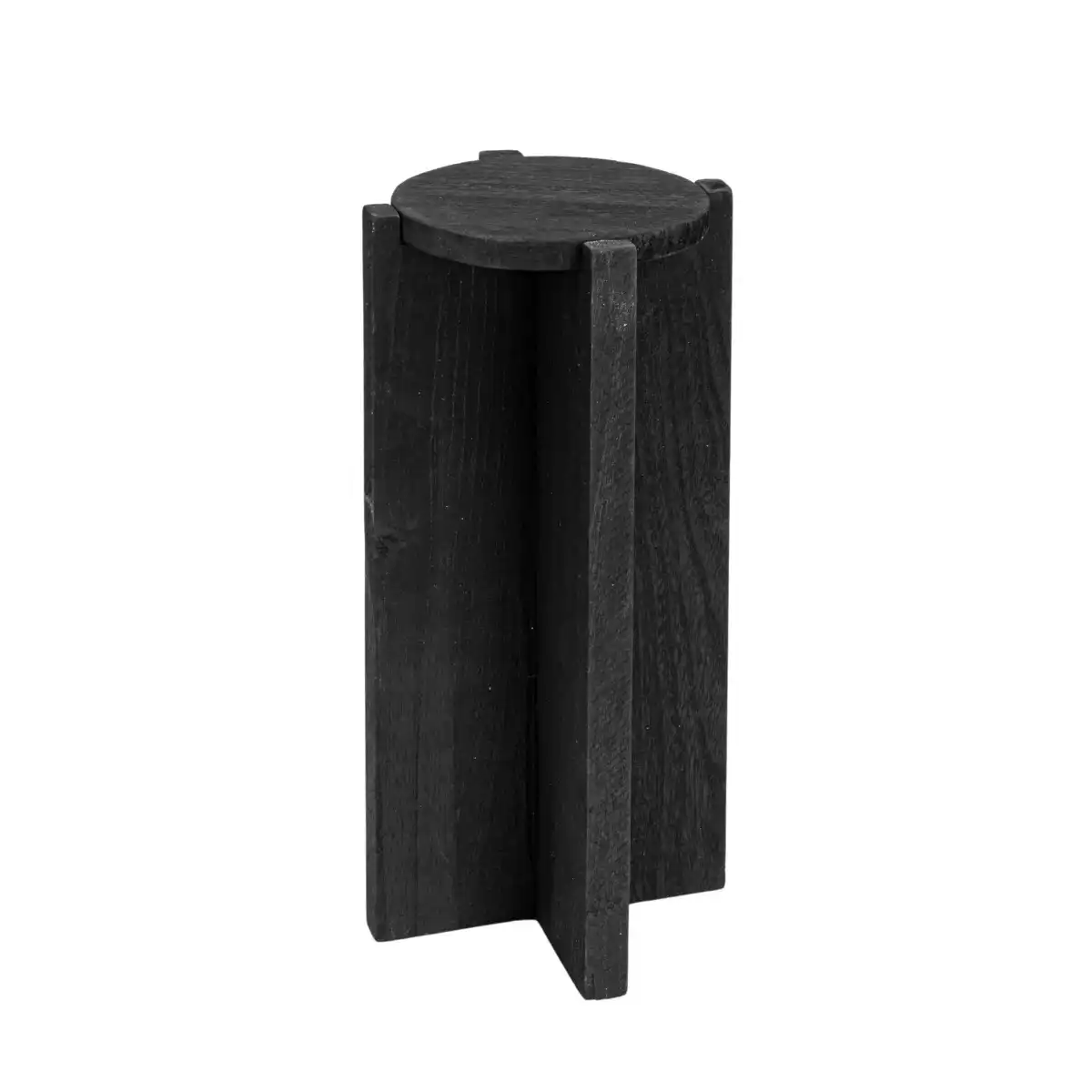 Creative Co-Op Paulownia Wood Round Accent Table, Small, Black - Image 1