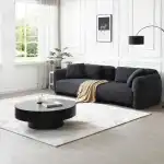 KEVINSPACE Black Round Coffee Table for Living Room Wood CoffeeTableRound Wood CoffeeTabl CircleCoffeeTable Modern Farmhouse Center TableCoffee Table Home Furniture 39.37" - Image 8