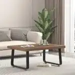 HSH Farmhouse Modern Simple Oak Center Table - Industrial Minimalist Rectangle Living Room Coffee Table, Wood and Metal, Rustic Oak, 39 in - Image 7