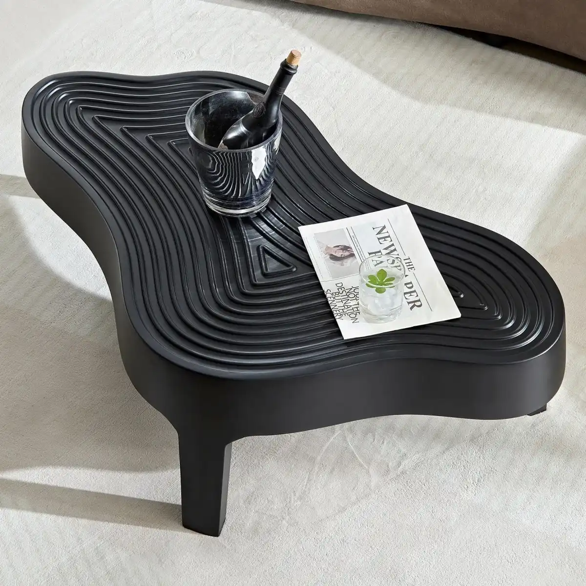 KEVINSPACE Cloud Coffee Table for Living Room Modern Coffee Table Coffee Table Mid-Century Irregular Indoor Tea Table with 4 Legs NO Need Assembly Accent Furniture Minimalist D cor 47.24" Black - Image 1