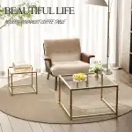 Adompacat Glass Coffee Table Gold,Nesting Tables Set of 2, Minimalist Coffee Side End Tables for Small Spaces, Sofa Side Tea Coffee Table with Metal Frame for Home, Office, Space-Saving - Image 5