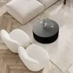 YSJZYBF Round Coffee Table, 35.43" Modern Minimalist Center Table Tea Table with Relief Design for Living Room Apartment Small Space (Matt Black) - Image 3
