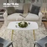 WOHOMO Folding Coffee Table 39.3'' White Coffee Tables for Living Room Portable Simple Modern Rectangular Center Table for Small Spaces, No Assembly, White-Htp - Image 4