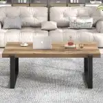 FOLUBAN Rustic Coffee Table, Modern Wood and Metal Industrial Center Table for Living Room, 47 Inch Oak - Image 7