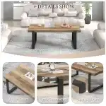 FOLUBAN Rustic Coffee Table, Modern Wood and Metal Industrial Center Table for Living Room, 47 Inch Oak - Image 5