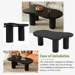 Merax 44" Cloud-Shaped Wooden Coffee Table Cream Style CenterTable with 3 Thick Legs,Minimalist Irregular EndTable - Image 5