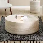 Ball & Cast 35.43" Round Coffee Table,Faux Travertine Textured Accent CoffeeTable for Living Room,Modern Minimalist Low Circle Center Table Side Table for Apartment,Office,Marble - Image 3