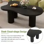 Merax 44" Cloud-Shaped Wooden Coffee Table Cream Style CenterTable with 3 Thick Legs,Minimalist Irregular EndTable - Image 3