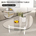 dnziqi 35.5" Small Triangle Coffee Table for Living Room, Tempered Glass Top & Sturdy Metal Legs, Space-Saving Modern Center Table for Apartments, Compact Oval Design with Easy Assembly - Image 4