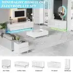 AMERLIFE High Gloss Electroplated Coffee Table, 40" Wide Modern Minimalist Center Table with 2 Magnetic Storage Drawers, Rectangular Simple Cocktail Table for Living Room, Waiting Area, Office, White - Image 8