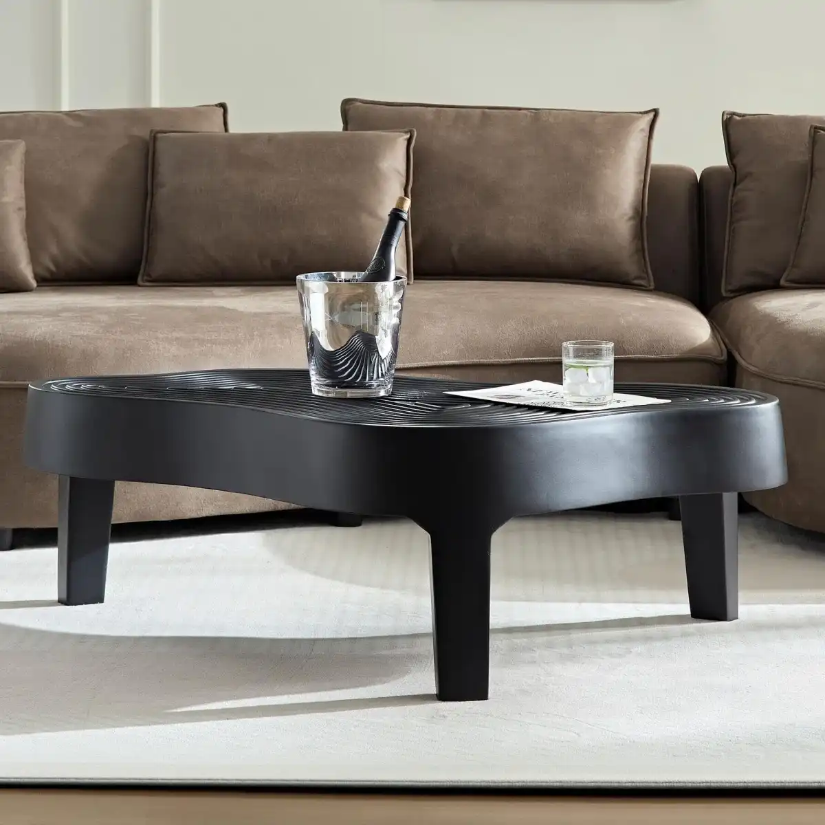KEVINSPACE Cloud Coffee Table for Living Room Modern Coffee Table Coffee Table Mid-Century Irregular Indoor Tea Table with 4 Legs NO Need Assembly Accent Furniture Minimalist D cor 47.24" Black - Image 2