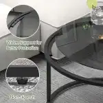Glass Coffee Table Modern Center Table,Minimalist Round Coffee Tea Table,Tempered Glass-top with Sturdy Metal Frame for Living Room Bedroom Office and Small Space, 27 x 27 x 17 Inch,Gray Black - Image 3