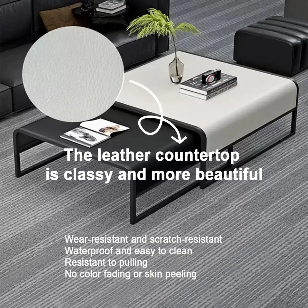POLGDW Modern Square Coffee Table, Minimalist Metal Side Tables, Sturdy and Requires No Assembly, Accent Furniture for Living Room, Small Spaces, Bedroom, Office (Color : Brown) - Image 4
