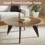 HOEK Long Coffee Table, 34-inch - Round Space-Saving & Portable Design, No-Tool One-Click Assembly with Wall Hanging Cleat - Multi-Functional Modern Furniture (Walnut/Black) - Image 2