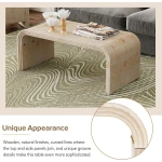 Virubi 55'' Square Coffee Table Tea Table Wood Minimalist Curved Living Room Center Table for Living Room (Natural Wood) - Image 5