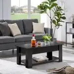 Topeakmart Minimalist Design Lift Top Coffee Table w/Hidden Compartment and Storage Shelf for Living Room Reception Room Office, Black - Image 2