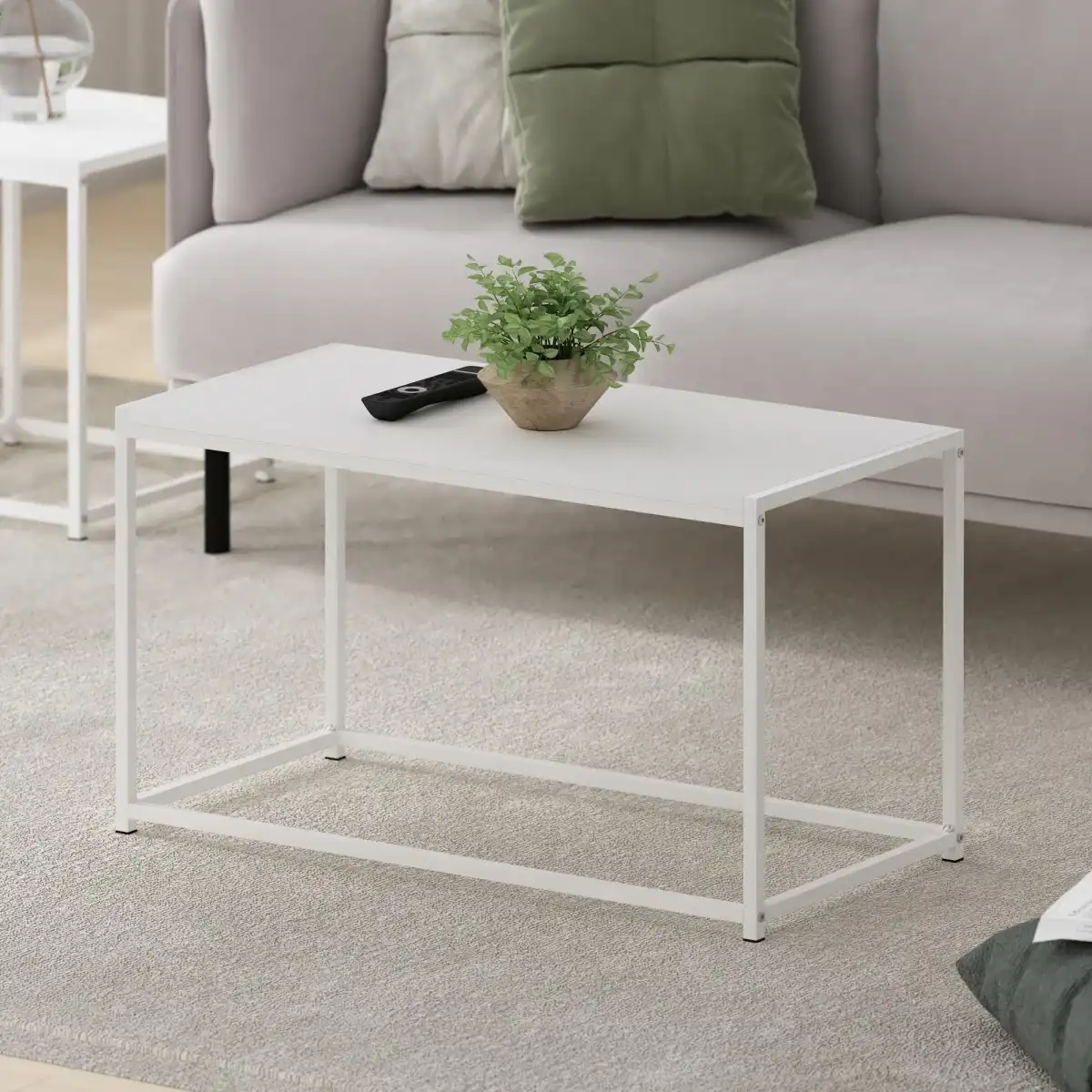 Furinno Camnus Modern Living Coffee Table, Solid White/White - Image 3