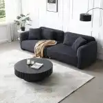 KEVINSPACE Black Round Coffee Table for Living Room Wood CoffeeTableRound Wood CoffeeTabl CircleCoffeeTable Modern Farmhouse Center TableCoffee Table Home Furniture 39.37" - Image 6