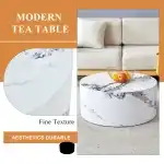 3 Piece Coffee Table Set of 3, Round Coffee Table and End Table Sets with Faux Marble Cylinder, Mordern Coffee Tables and Side Table Set for Living Room Apartment Office, No Assembling, White X 3 - Image 5