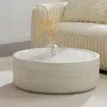 39.37" Marble Round Coffee Table for Living Room, Modern Large Circle Coffee Table Minimalist End Side Table for Living Room Apartment, Office, No Need Assembly, Marble