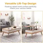 Bidiso Lift Top Coffee Center Table with Hidden Storage Compartment, Easy-to-Assembly , Dining Table for Living Room Reception/Home Office, Oak - Image 3