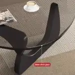 EASYSOUL Modern Glass Coffee Table, 32.68" D x 22.44" W x 15.75" H, Abstract Round Tea Tables for Living Room Home Office Industrial Cocktail Tables (Black-Gray Glass, 32.68") - Image 3
