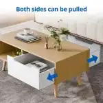 Cozy Castle Modern Wooden Coffee Table with Storage, Minimalist Hallway Mid Century Cocktail Table for Living Room Apartment Reception, Oak - Image 6