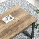 FOLUBAN Rustic Coffee Table, Modern Wood and Metal Industrial Center Table for Living Room, 47 Inch Oak - Image 3