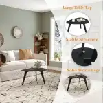 YAUKOMEL Small Oval Coffee Table,31.5" Black Leaf-Shaped Center Table,Mid Century Minimalist Display Coffee Table for Living Room Small Space,Easy Assembly,Black LCT50BK - Image 7