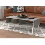 ClosetMaid 4962 Rectangular Wood Coffee Table with Storage Shelves, Taupe - Image 2