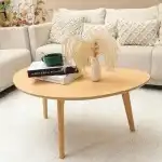 FIRMINANA Small Oval Coffee Table Mid Century Modern for Living Room Center Minimalist Display Coffe Table,Nature Wood,18.9" D x 33.47" W 15.75" H - Image 5